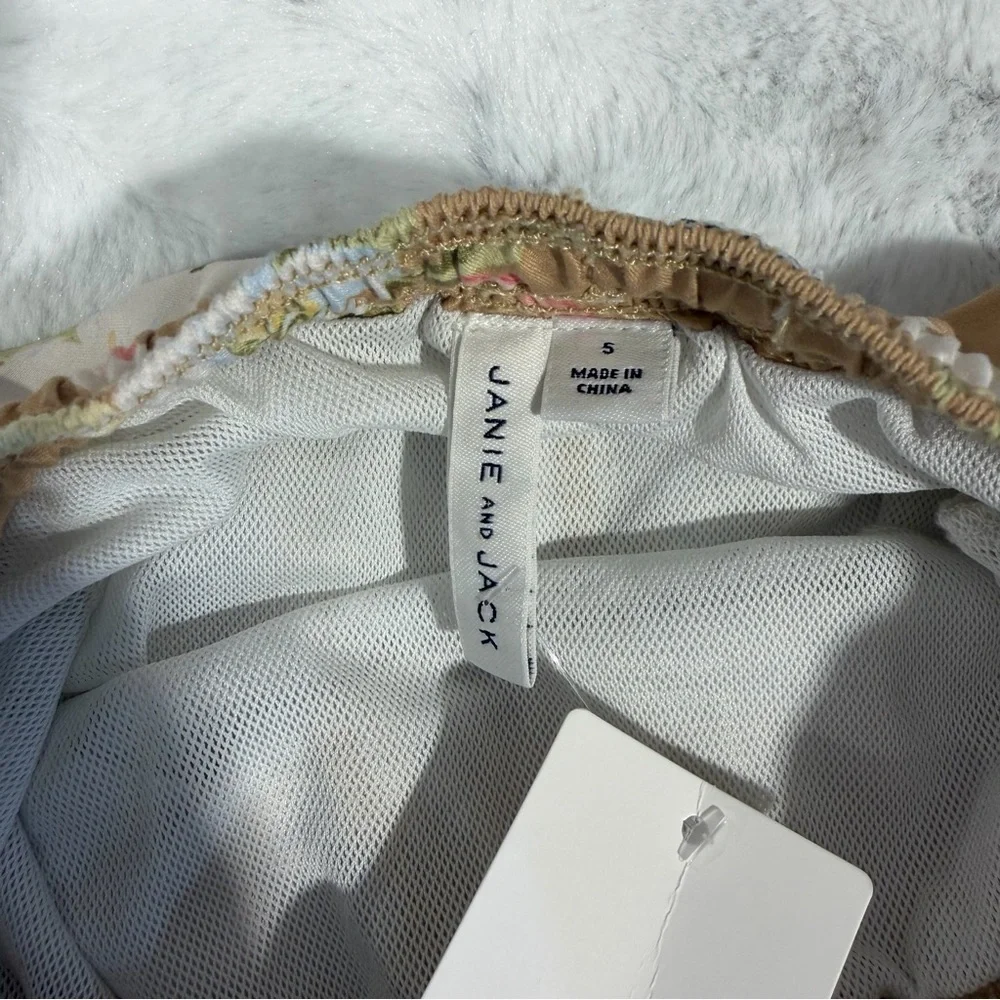 Janie and Jack Floral Drawstring  swim Shorts - Tan & Beige size 4 / 5